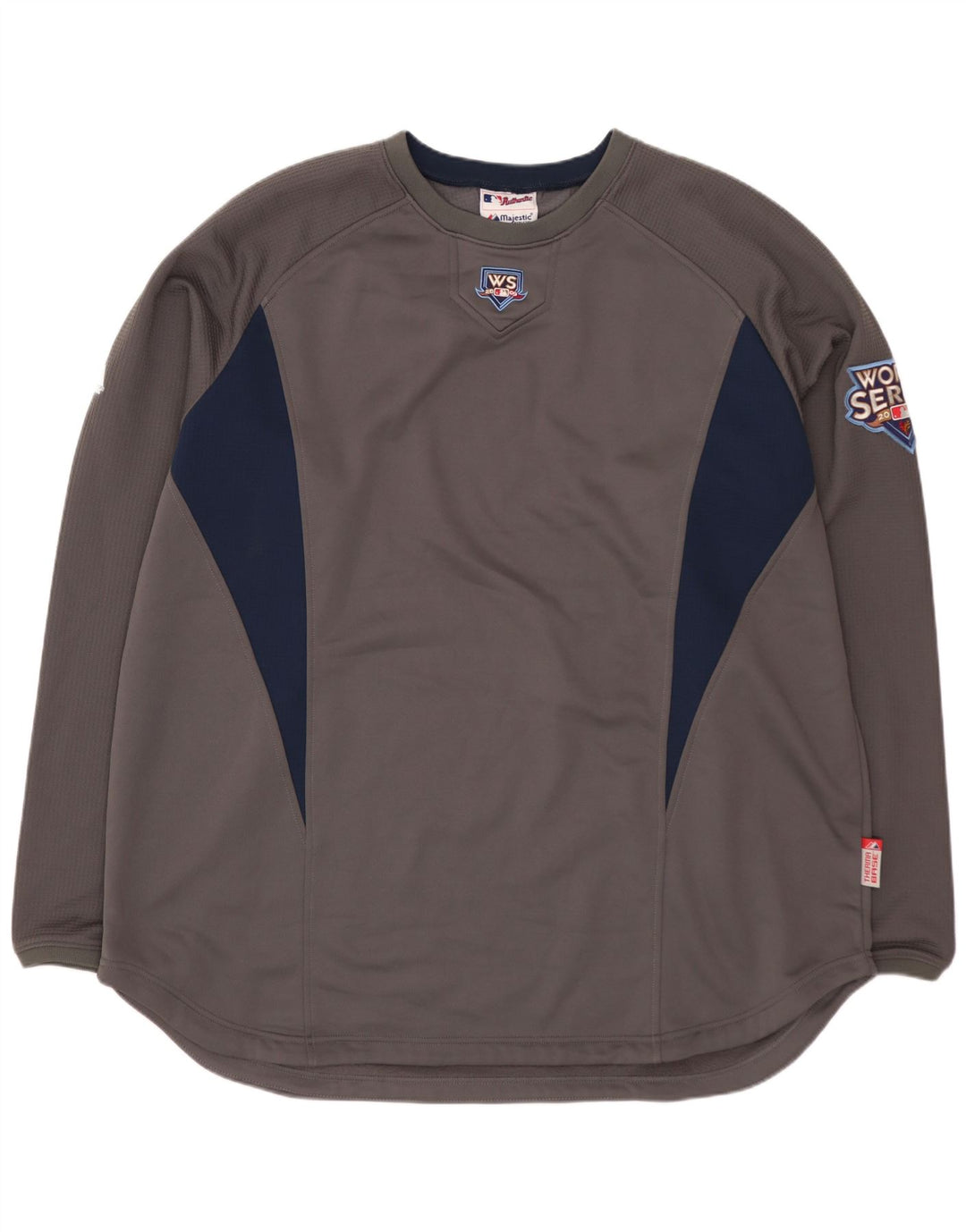 MAJESTIC Maglia grafica Wilson da uomo a maniche lunghe XL in poliestere color block grigio