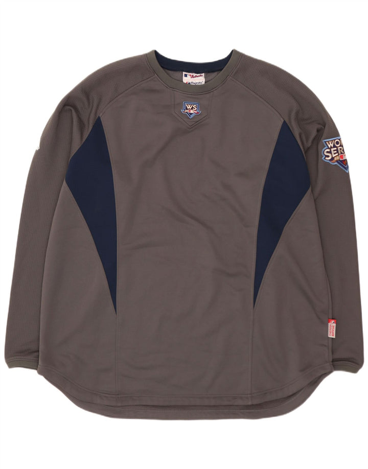 MAJESTIC Maglia grafica Wilson da uomo a maniche lunghe XL in poliestere color block grigio