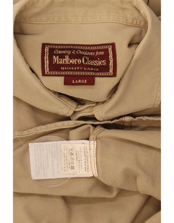 Camicia da uomo Marlboro Classics grande in cotone beige