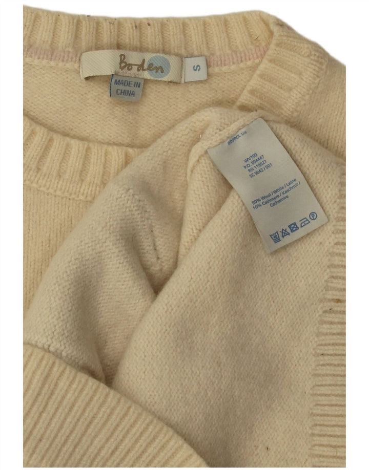 Boden Donna Maglione Girocollo Maglione UK 10 Piccolo Beige Colorblock Lana