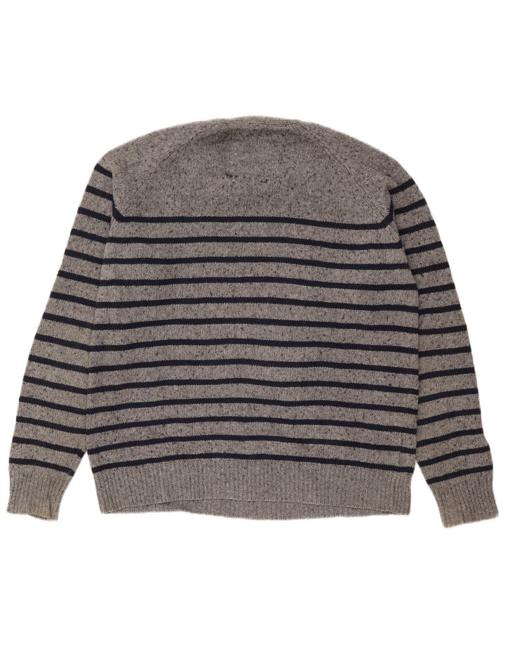 Maglione maglione girocollo da uomo Fat Face grigio medio a righe