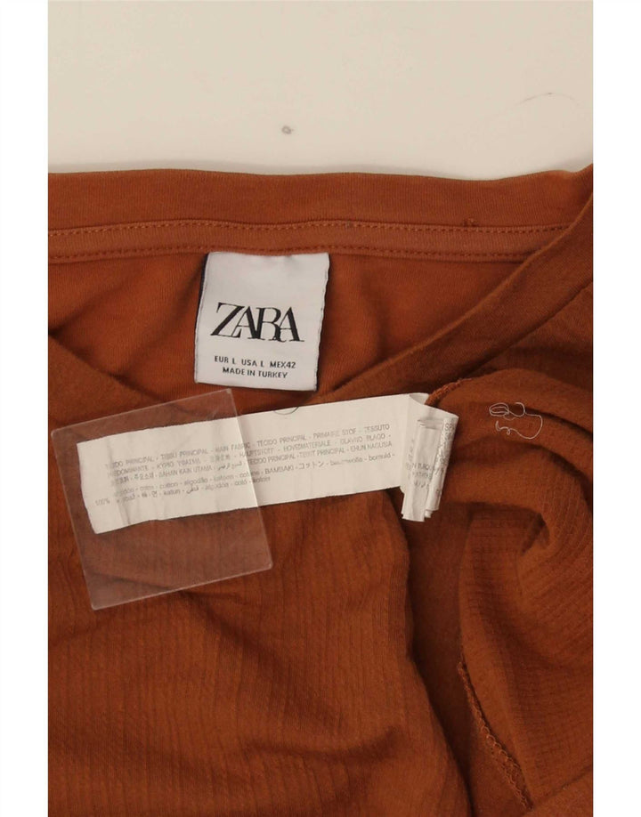 T-shirt Zara da uomo Top Large in cotone marrone