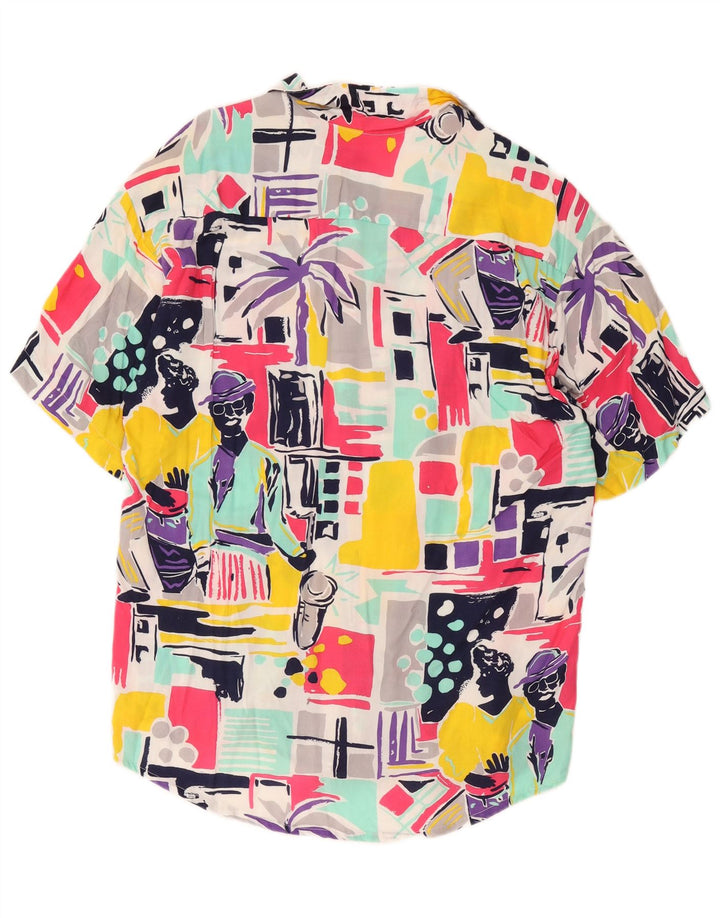 Camicia grafica vintage da uomo a maniche corte Patchwork medio multicolore