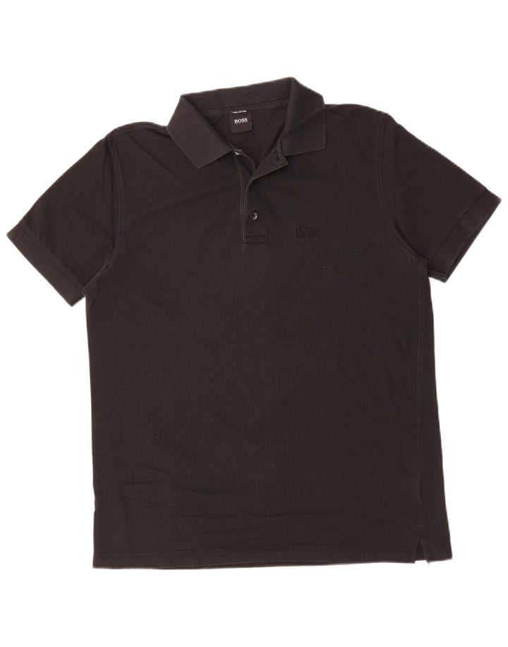 Polo da uomo Hugo Boss in cotone nero medio