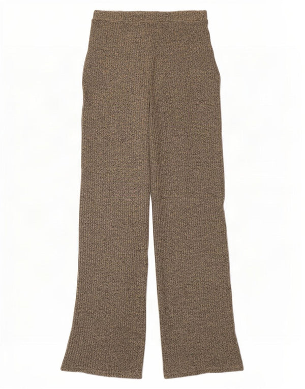 Pantaloni da tuta da donna Zara lavorati a maglia a gamba larga UK 12 Marrone medio screziato