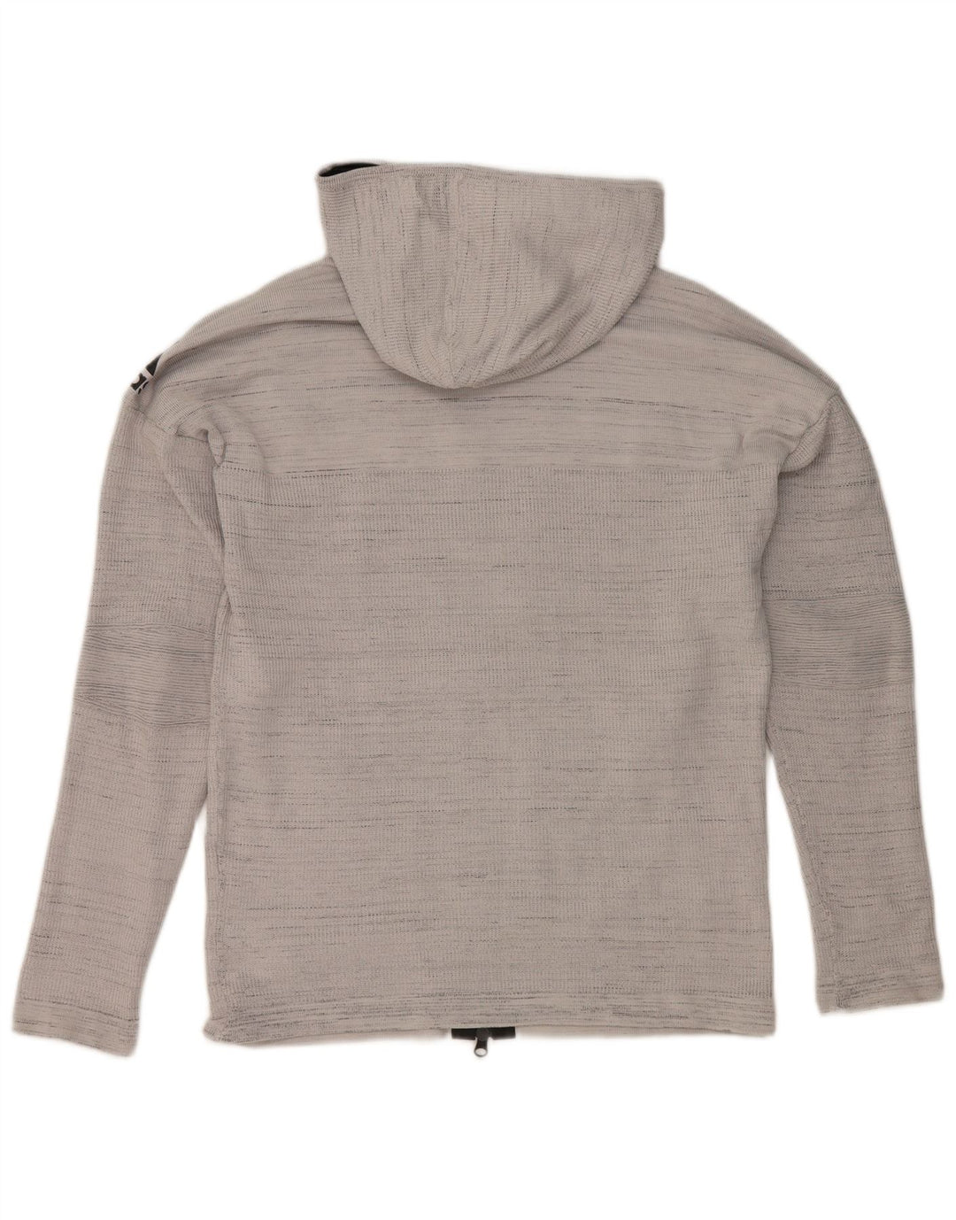 Maglione con cappuccio e zip da uomo Adidas in poliestere a righe grigio medio