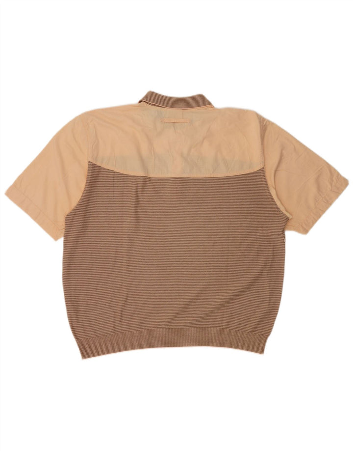 Polo da uomo Donny & Max XL in cotone a righe marroni