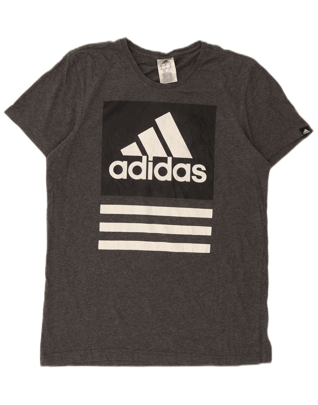 T-shirt grafica da uomo Adidas Top in cotone grigio medio