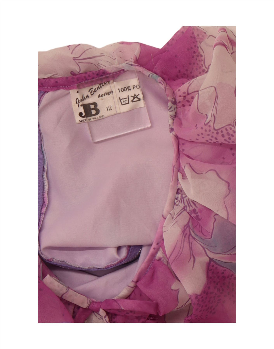 JOHN BENTLEY Abito lungo da donna UK 12 Poliestere floreale rosa medio