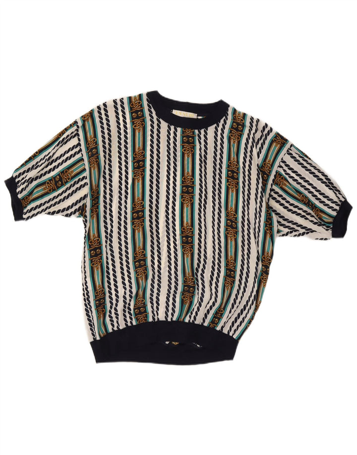 ENNEDI Camicetta da donna Top UK 12 Acetato a righe bianche medie