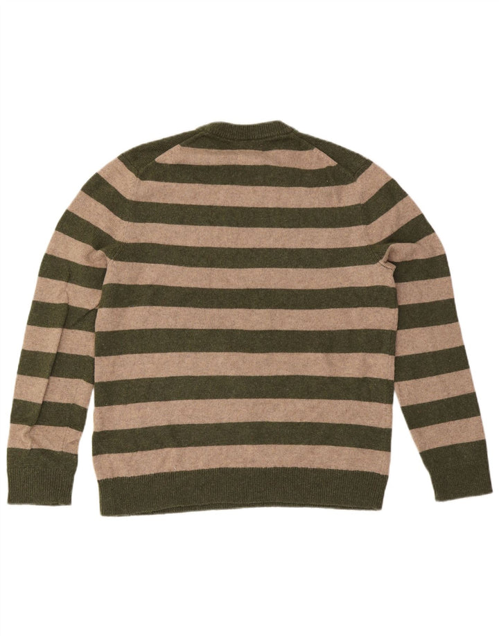 Maglione da uomo girocollo di White Stuff, a righe grandi color kaki