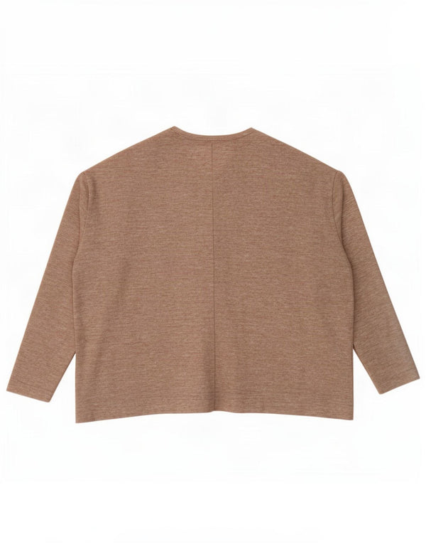 Zara Womens Oversized Top Long Sleeve UK 10 Small Beige Flecked Polyester