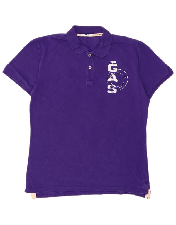 Polo grafica da uomo GAS grande in cotone viola
