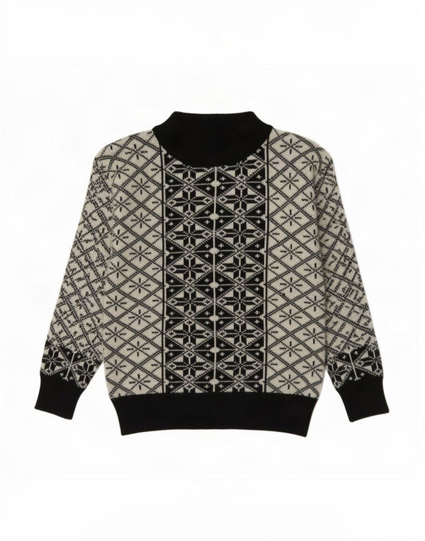 Maglione vintage da ragazzo con collo alto e spandex geometrico nero di 7-8 anni