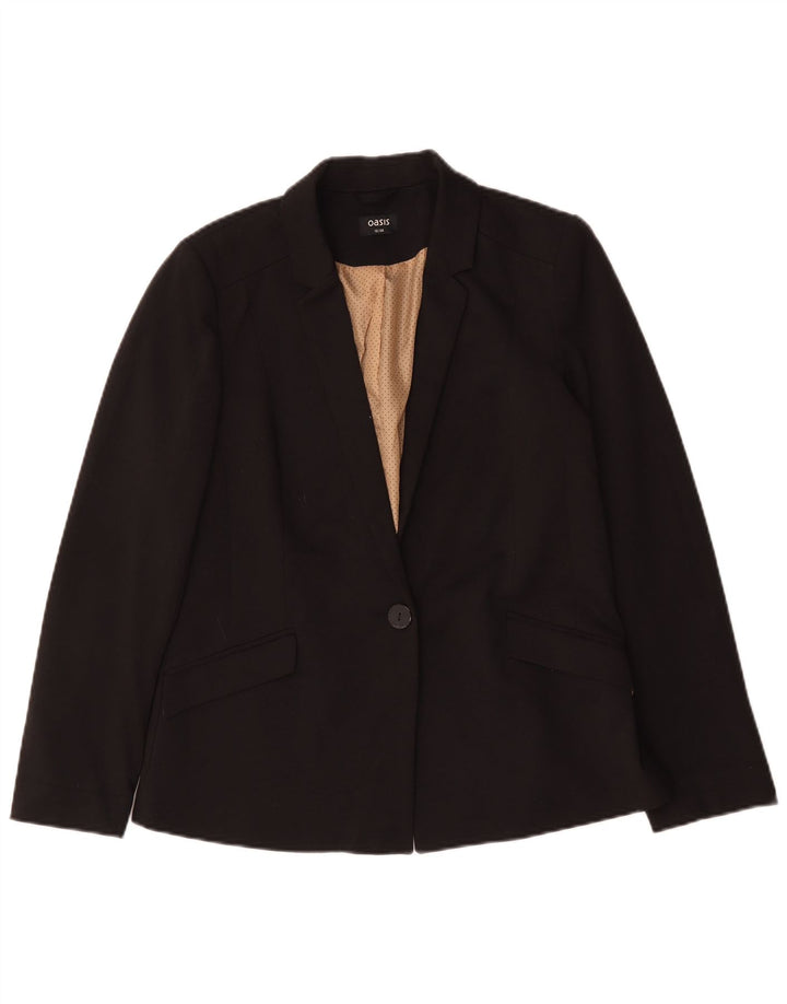Giacca blazer da donna a 1 bottone Oasis UK 12 poliestere nero medio