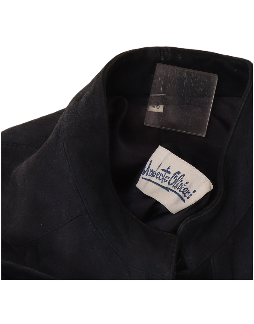 Giacca da donna in pelle scamosciata Umberto Olivieri IT 46 Large Blu Navy