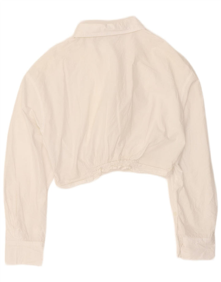 Camicetta corta da donna Zara UK 16 cotone bianco medio