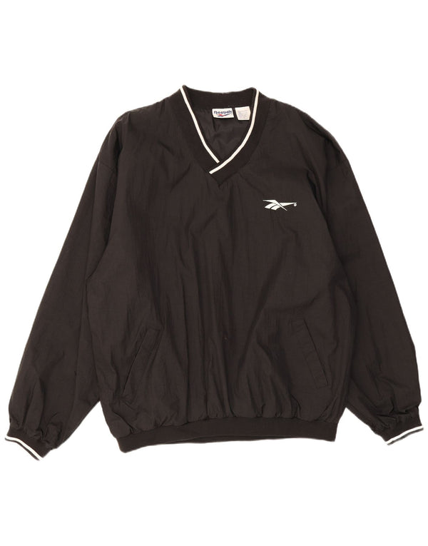 Reebok Uomo Pullover Tuta Top XL Nero Nylon