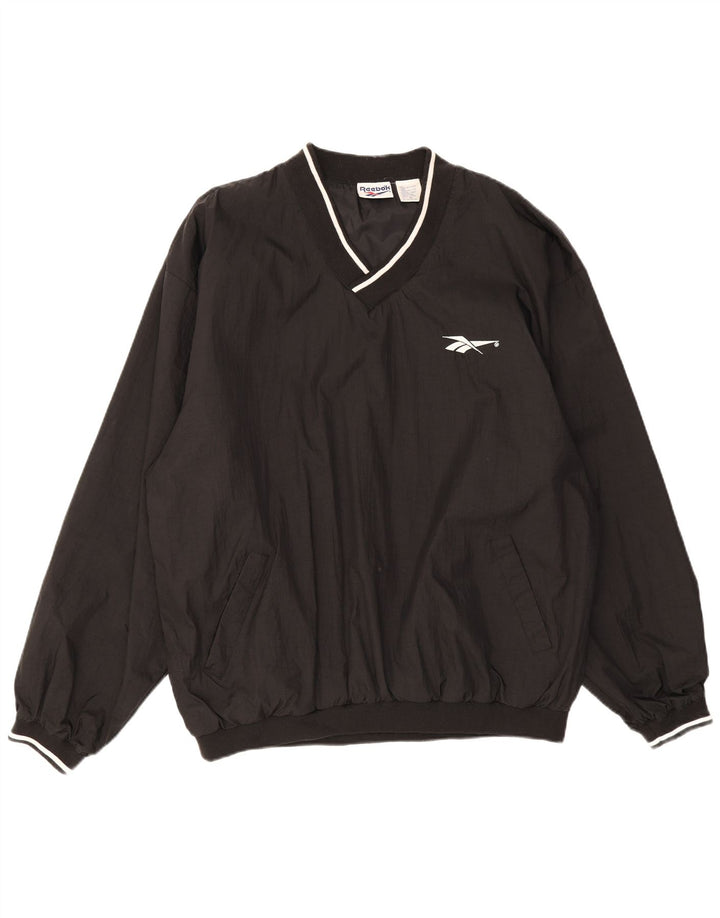 Reebok Uomo Pullover Tuta Top XL Nero Nylon