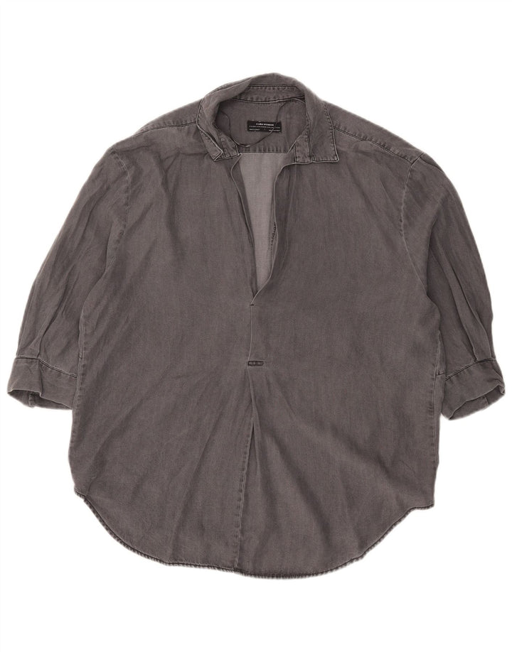 Maglia pullover oversize da donna Zara con maniche a 3/4 UK 14 Lyocell grigio medio