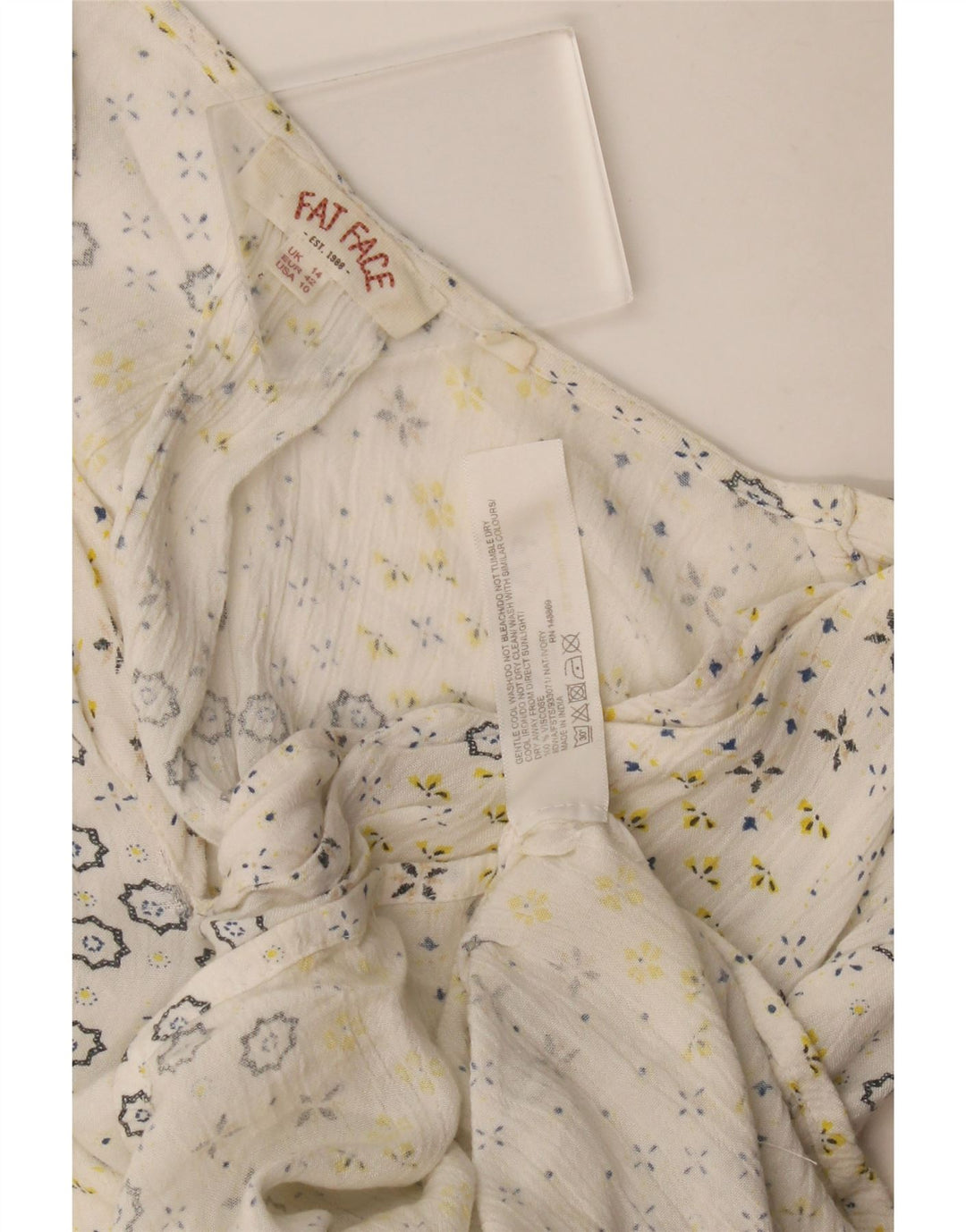 Top camicetta da donna Fat Face UK 14 Viscosa floreale bianca media