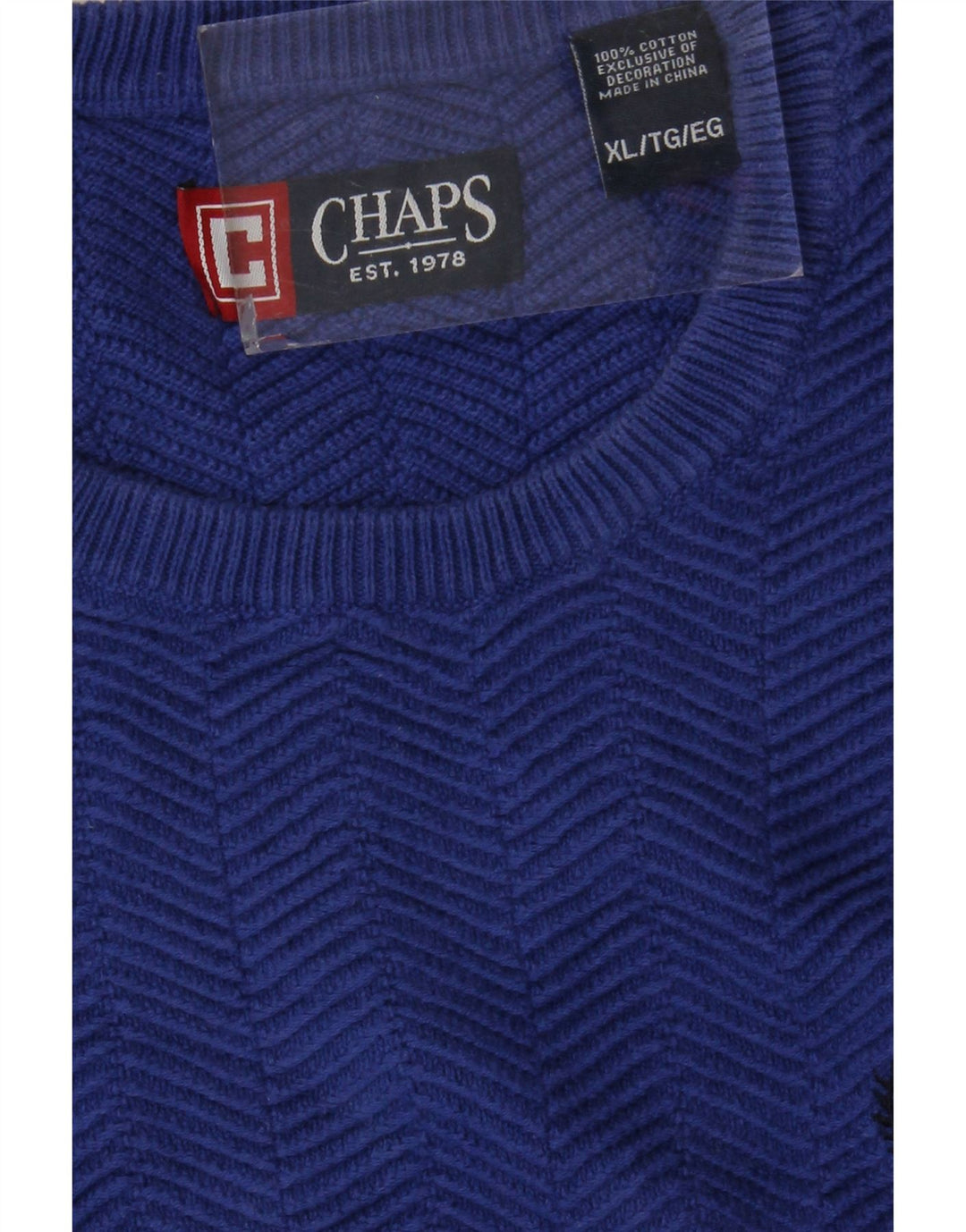 Maglione maglione girocollo da uomo CHAPS XL in cotone blu