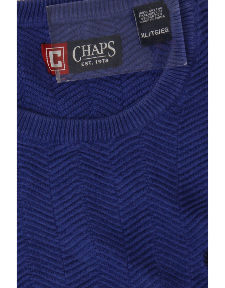 Maglione maglione girocollo da uomo CHAPS XL in cotone blu