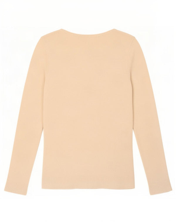 Guess Top grafico da donna a maniche lunghe UK 8 Small Beige Viscosa