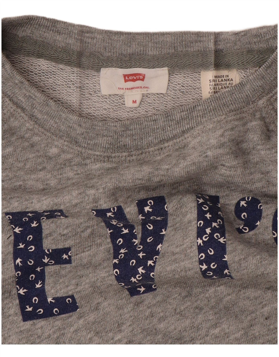 LEVI'S Womens Crop Graphic Sweatshirt Jumper UK 12 Medium Grey