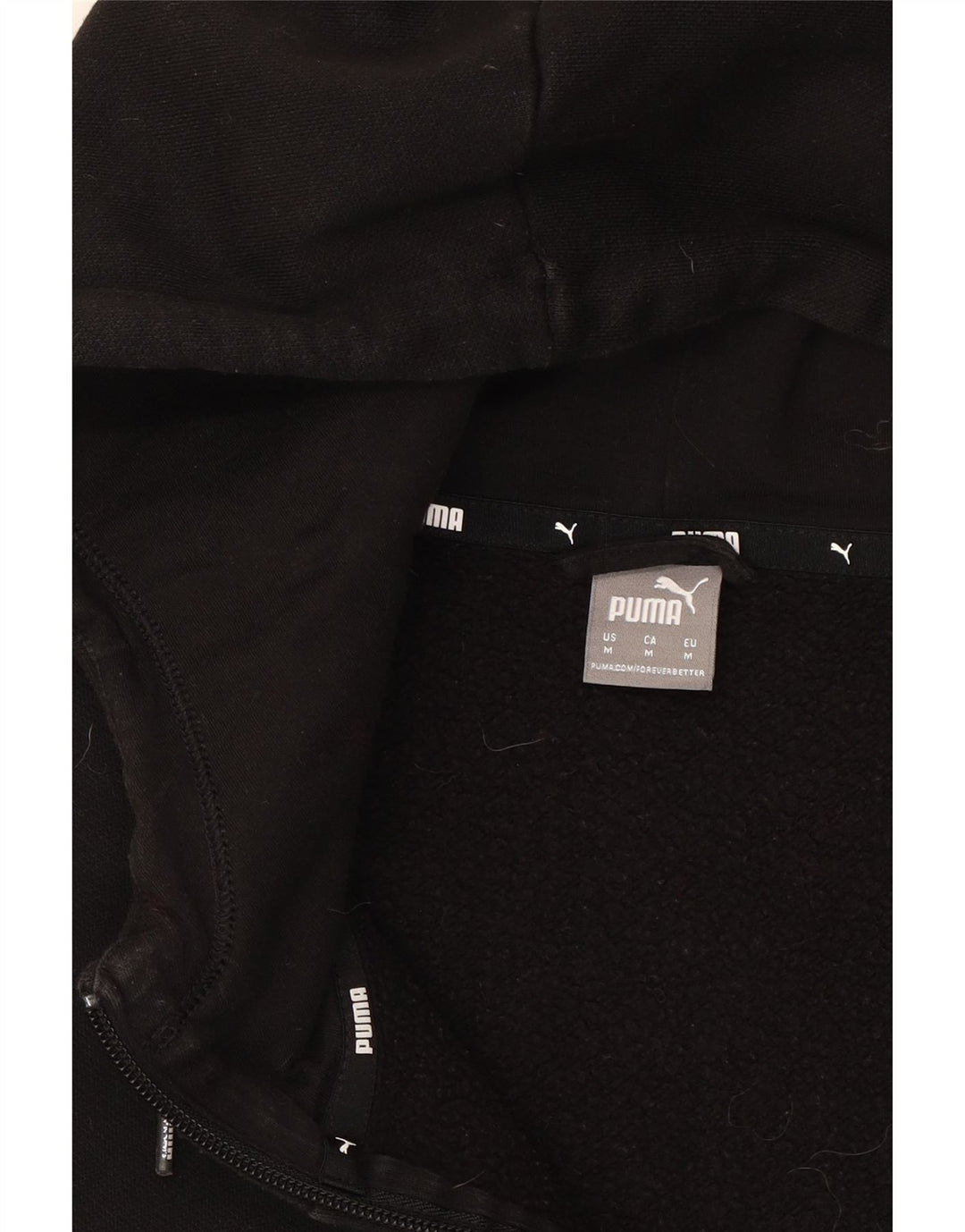 PUMA Womens Zip Hoodie Sweater UK 14 Medium Black Cotton