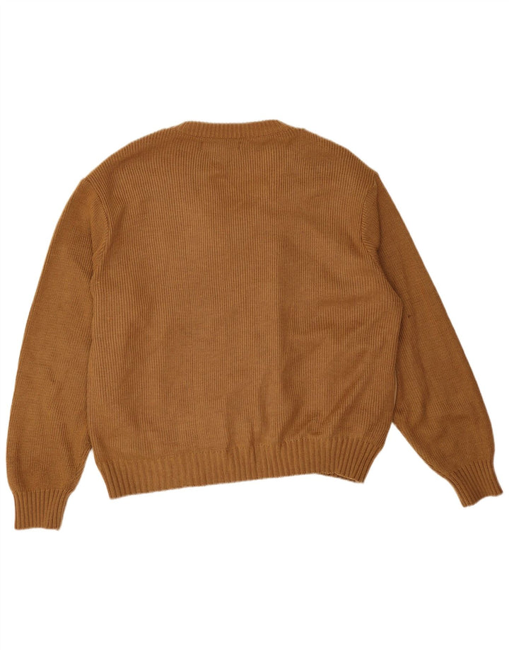 Maglione da uomo con scollo a V in pelle scamosciata XL Acrilico beige