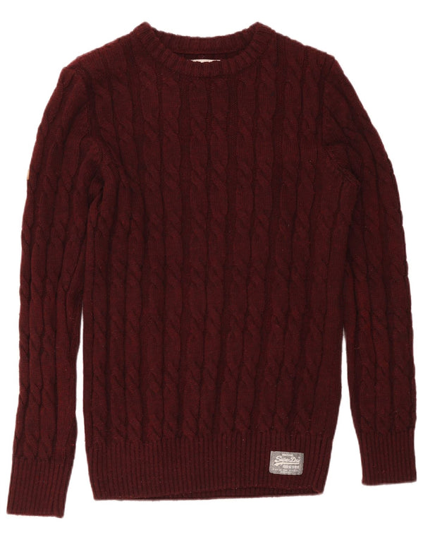 Maglione da uomo con scollo a barca Superdry XL in acrilico bordeaux