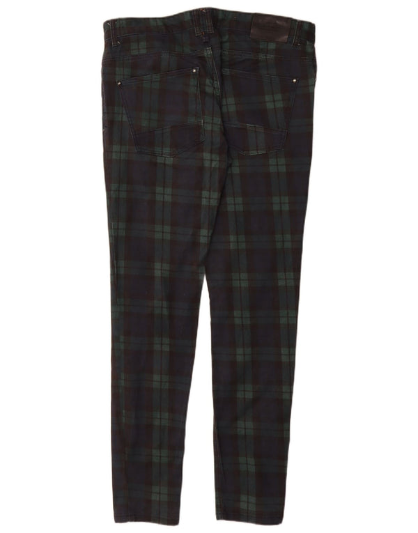 Pantaloni casual slim da uomo Zara EU 44 Large W34 L32 Cotone a quadri blu navy