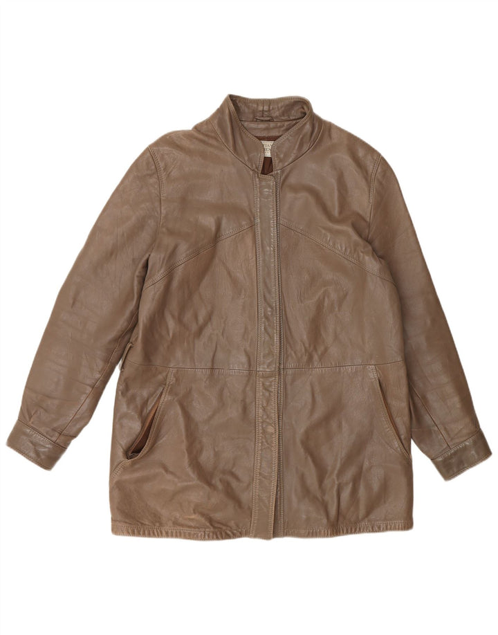 Giacca in pelle da donna Cristiano Di Thiene UK 14 Pelle marrone medio