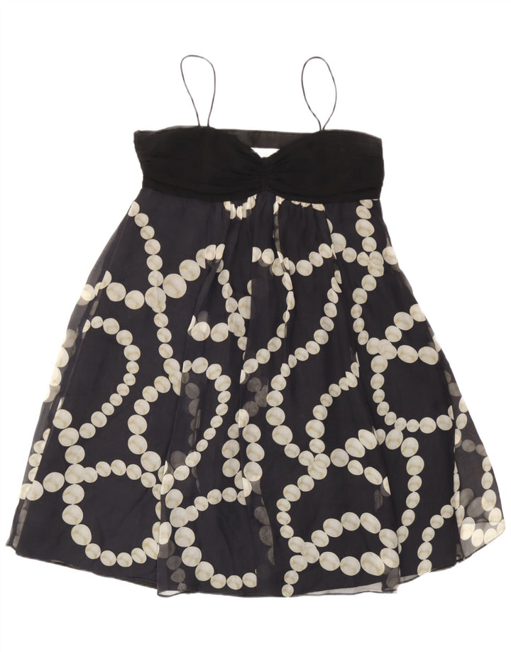 Abito sottoveste da donna Zara UK 14 grande nero maculato