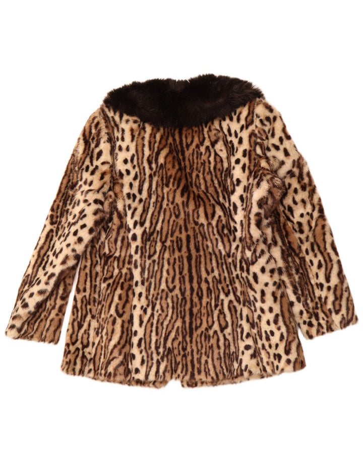 Giacca da donna in pelliccia sintetica VINTAGE EU 40 Modacrile con stampa animalier marrone medio