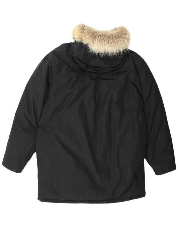 Giacca Parka con cappuccio da uomo Woolrich UK 40 grande cotone nero