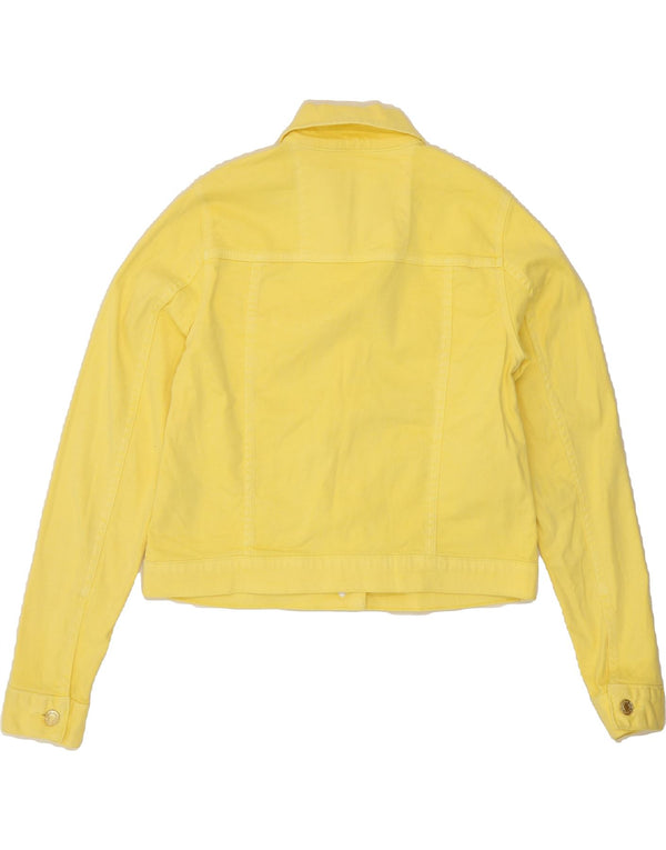 MICHAEL KORS Womens Crop Denim Jacket UK 10 Small Yellow Cotton
