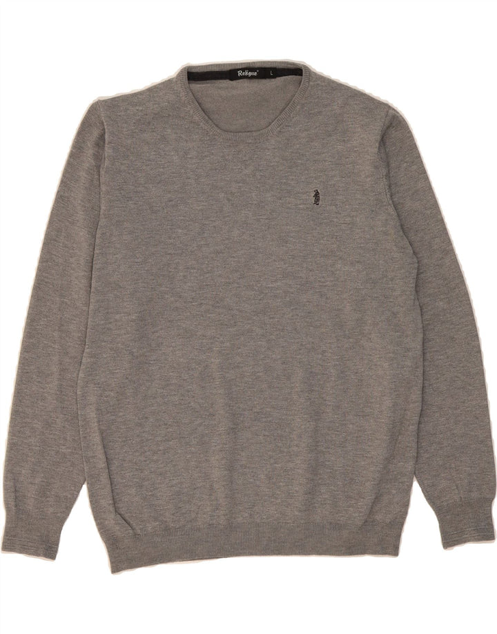 REFRIGUE Womens Crew Neck Jumper Sweater UK 16 Large Grey Viscose Vintage Refrigue and Second-Hand Refrigue from Messina Hembry 