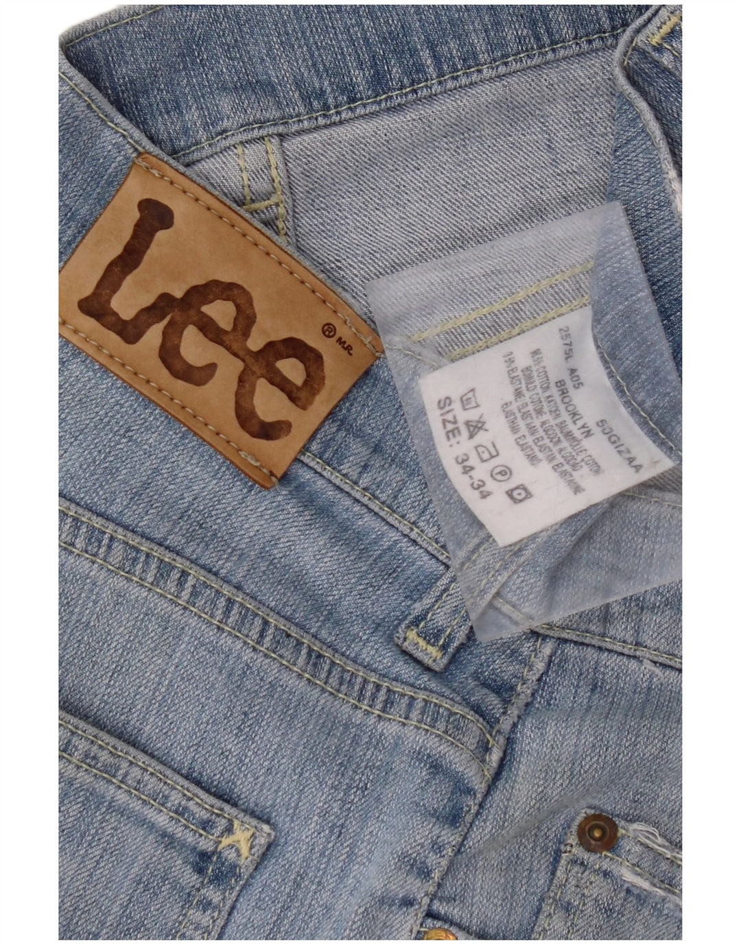 LEE Mens Brooklyn Straight Jeans W34 L29 Blue Cotton
