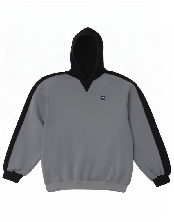 Felpa con cappuccio da uomo Diadora XL in cotone color block blu
