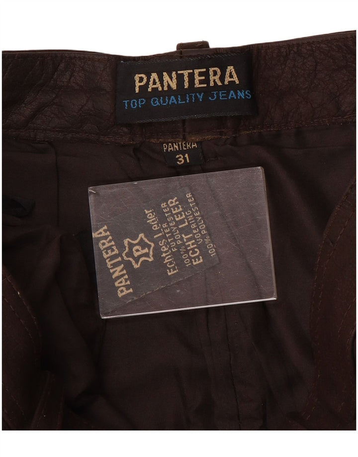 Pantaloni da uomo slim in pelle scamosciata Pantera W31 L31 in pelle marrone