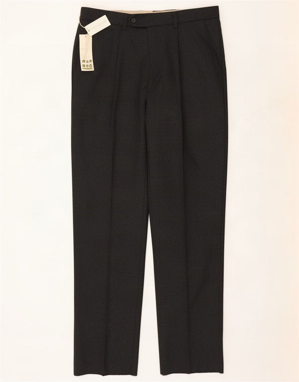 Pantaloni da abito dritti vintage da uomo IT 48 medio W32 L34 lana grigia