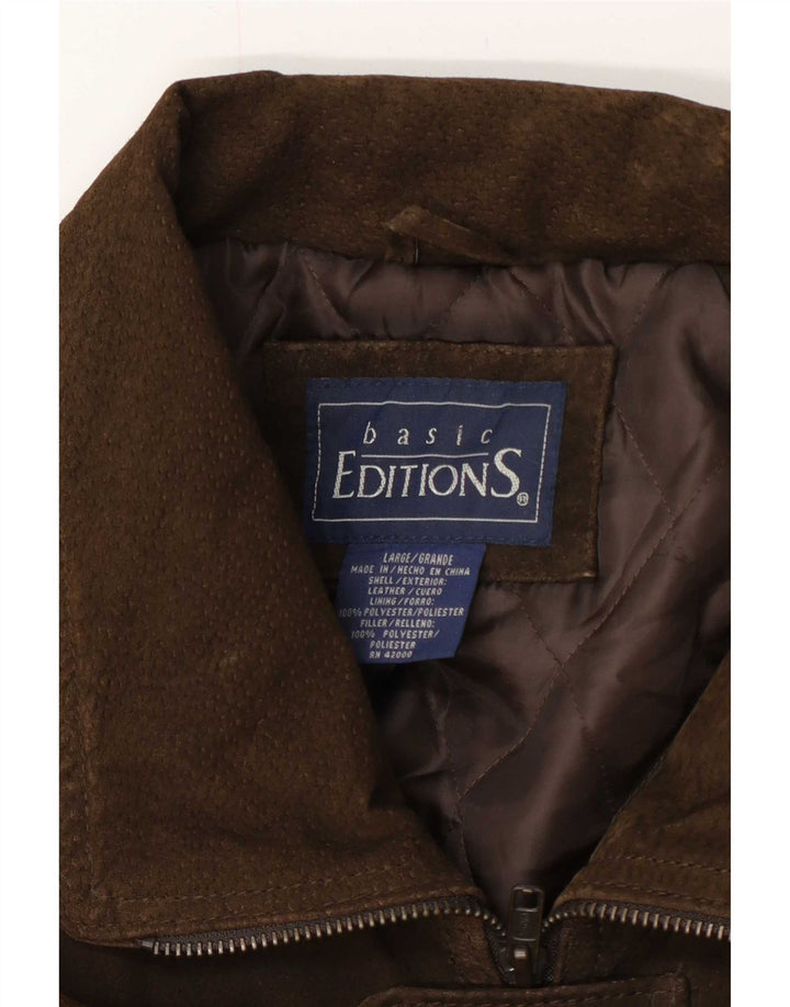 Giacca basic in pelle scamosciata da uomo UK 40 grande in pelle marrone