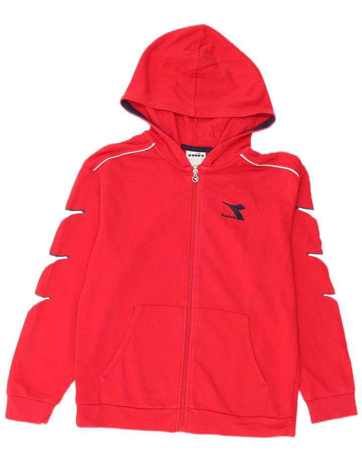 Felpa con cappuccio e zip grafica DIADORA da bambino 11-12 anni XL in cotone rosso