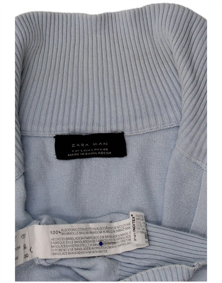 Maglione cardigan da uomo Zara grande in cotone blu