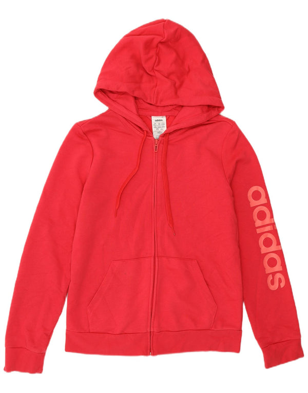 Maglione con cappuccio e zip grafica da donna Adidas UK 12/14 Cotone rosa medio