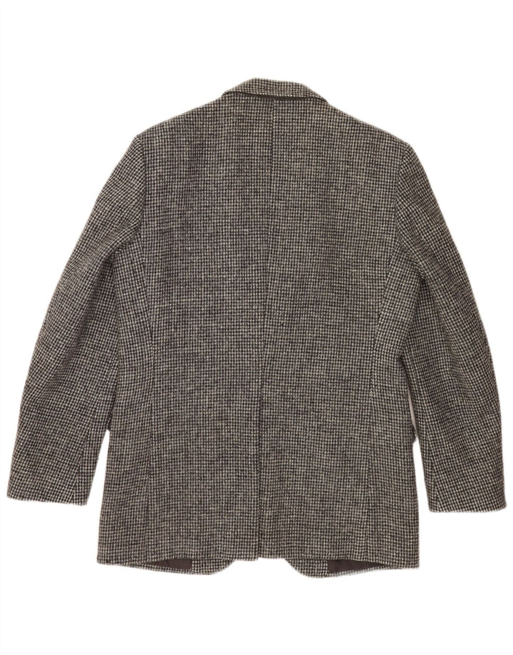 Giacca blazer a 2 bottoni da uomo Harris Tweed UK 38 a quadri grigio medio