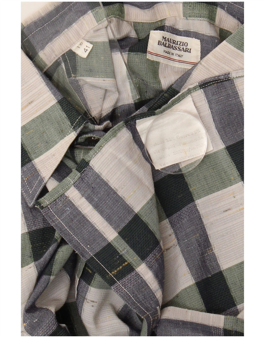 Camicia da uomo Maurizio Baldassari taglia 41 16 grande cotone a quadri multicolore