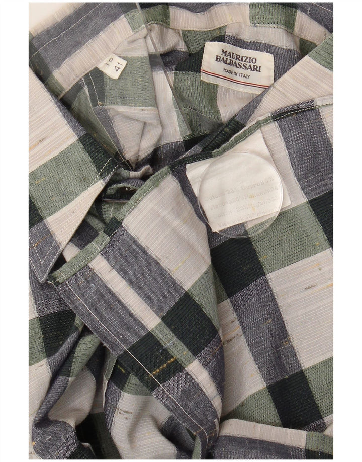 Camicia da uomo Maurizio Baldassari taglia 41 16 grande cotone a quadri multicolore